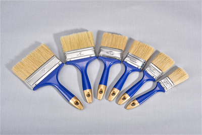 4-Zoll-Weiß-reine Borst-Blau-Kunststoff-Doppelfarben Goldener Schwanzgriff Weniger Streifen Pinsel Pinsel